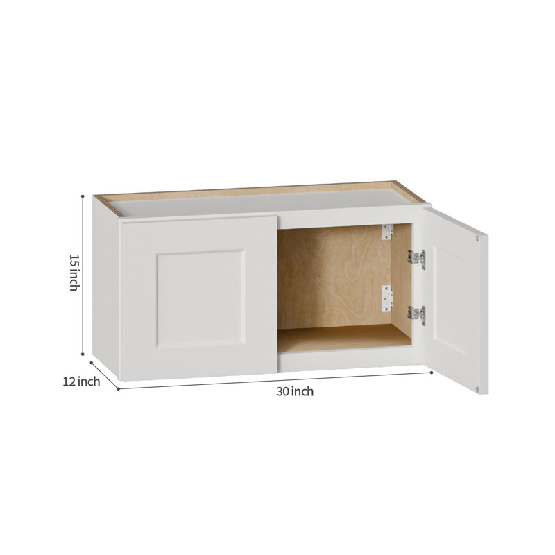 Armoire murale 30 po en bois massif blanc - finition peinte classique pour la cuisine ou la salle de bain