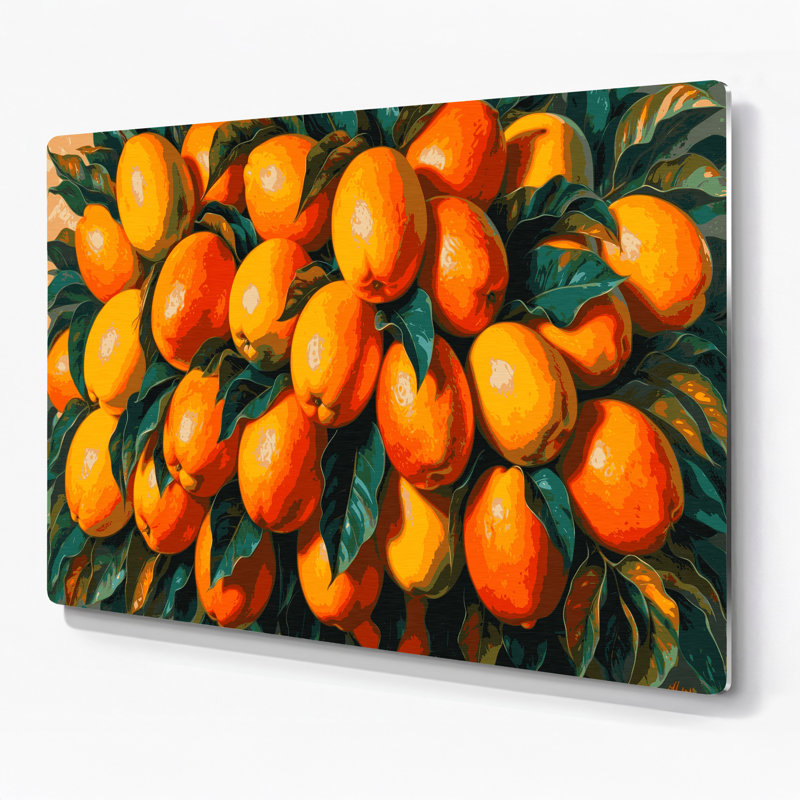 Art mural vert en forme de fruit, mangue et alphonso, H 11 po x l 14 po