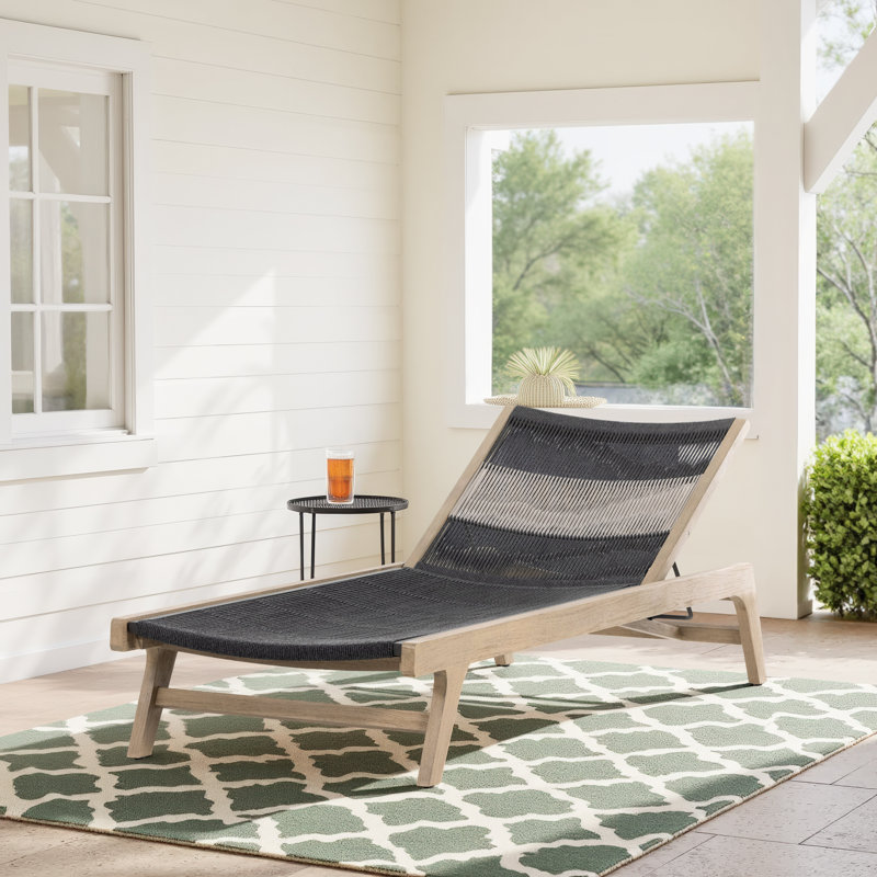 Doritta Outdoor Teak Wood Chaise Lounge, Washed Brown