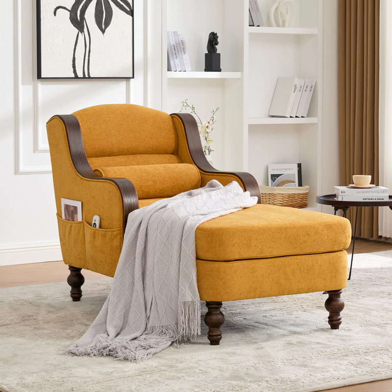 Canapé-lit simple surdimensionné d'intérieur en tissu, Jaune
