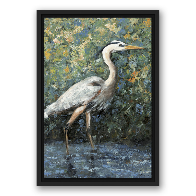 " Heron ", 18" H x 12" W, Black Framed