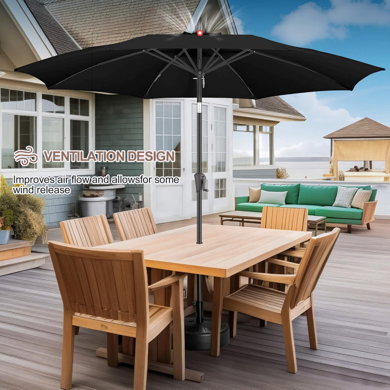 Parasol de marché extérieur 11 pi - Protection UV, inclinable, manivelle facile, sans base, cadre en acier robuste pour patio, jardin, terrasse, piscine