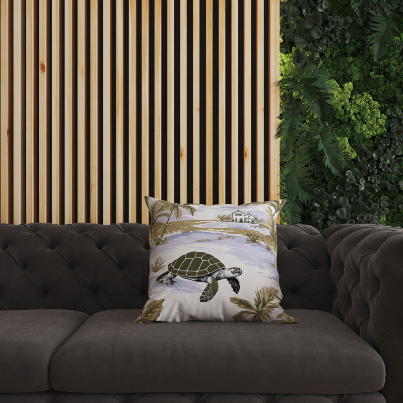 Oreiller réversible intérieur / extérieur Sandy Shores Turtle, H 20 po x l 20 po, Vert