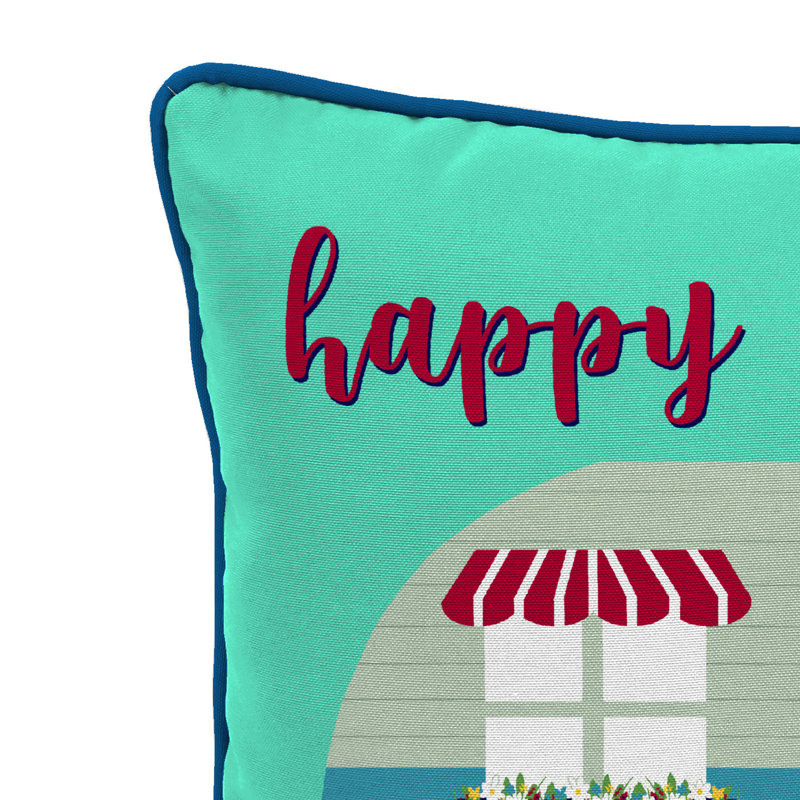 16" x 16" Outdoor Throw Pillow with Welt, Happy Camper