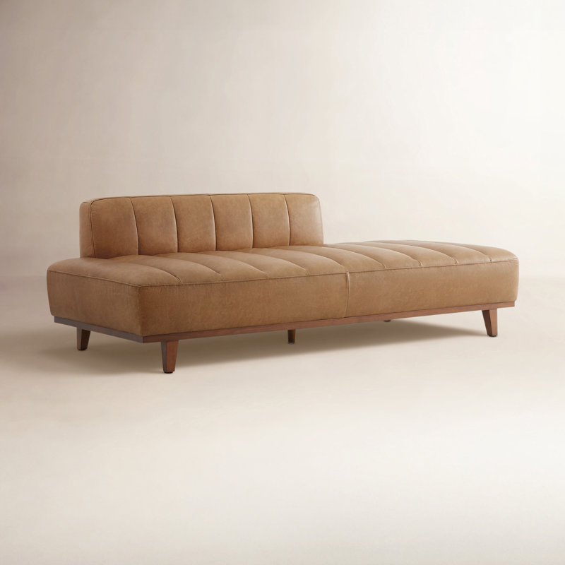 Lit de jour en cuir véritable Novi, Cuir véritable brun de Marseille