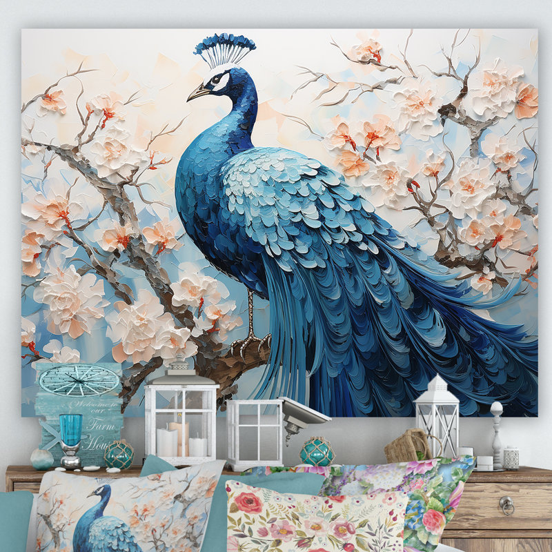 «Flower Peacocks Vibrant» sur toile, H 34 po x l 44 po x P 1,5 po, Toile tendue