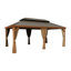 Pavillon de jardin 12 pi x 20 pi avec toit double en acier galvanisé, filet et rideaux pour le jardin, la cour, la terrasse et la pelouse