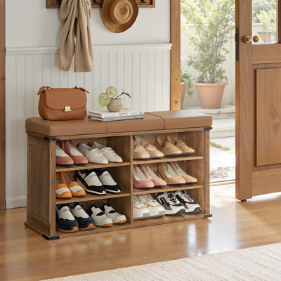 12 Pair Shoe Storage Bench With Cushion