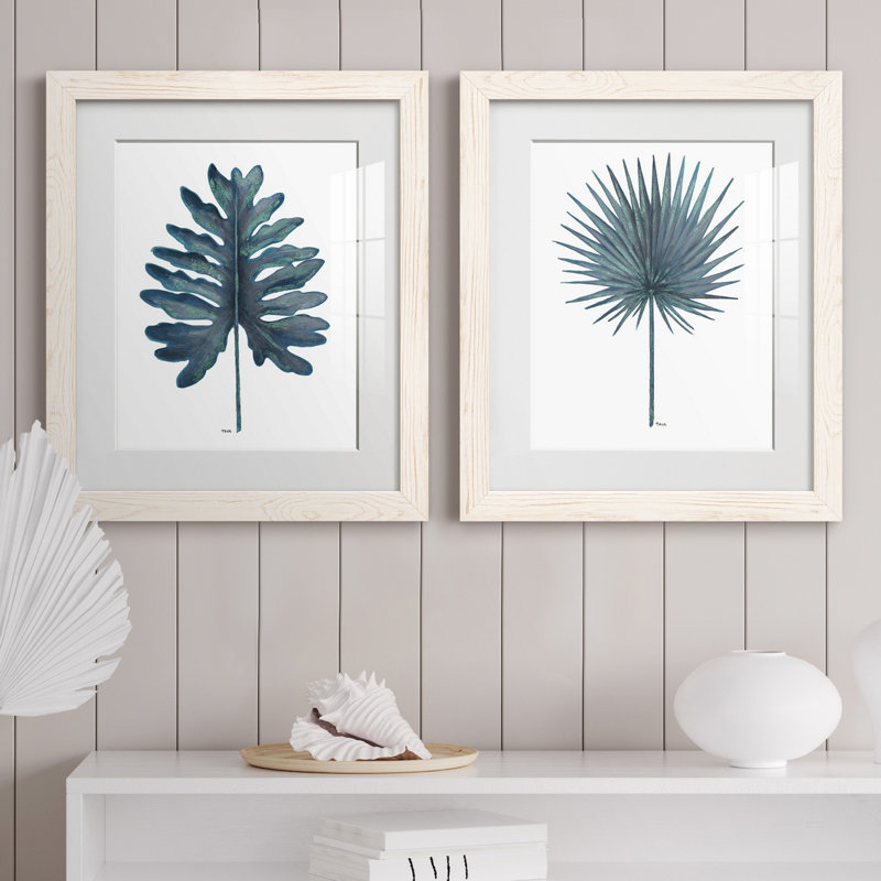 «Blue Oasis I», ensemble de 2 reproductions d'art, H 24 po x l 36 po x P 1,5 po, Papier encadré blanc, Blanc
