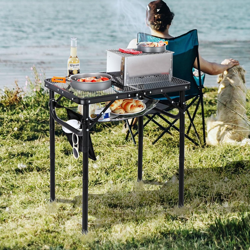 Table pliante pour barbecue, réglable en hauteur