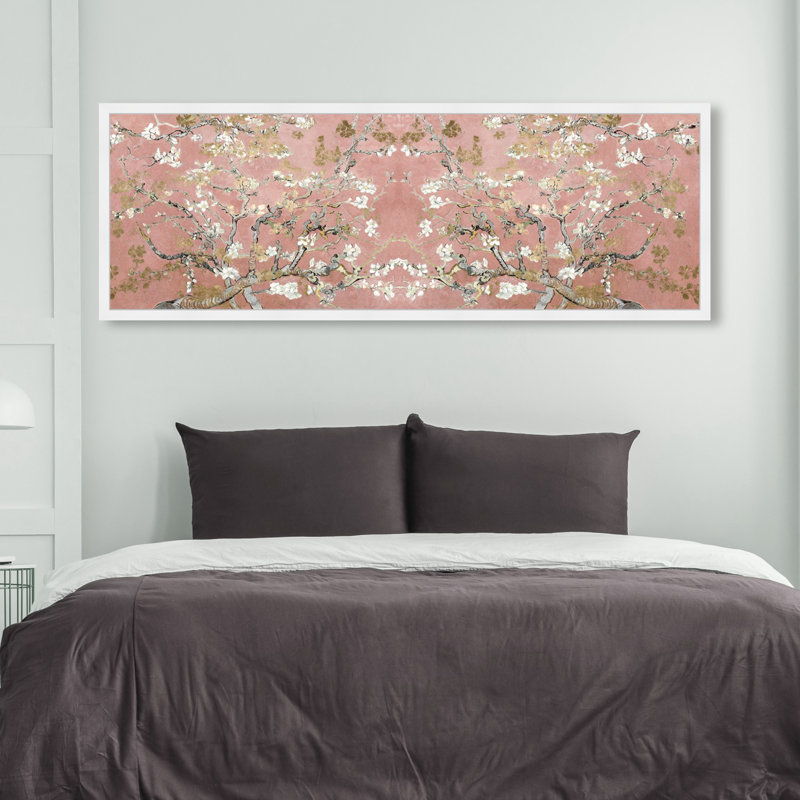 «Blush Blossoms», impression, H 10 po x l 30 po x P 1,5 po, Cadre blanc