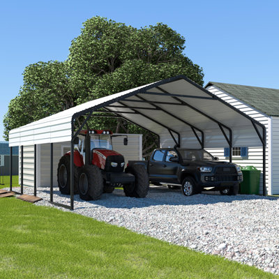 20' W x 20' D Heavy Duty Carport, Outdoor Carport Garage with Galvanized Steel Roof