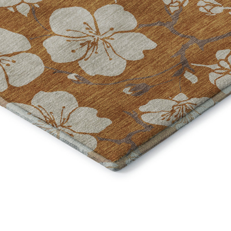 Tapis floral de qualité supérieure lavable à la machine Diskin AMF1032, Rectangulaire 3 pi x 5 pi