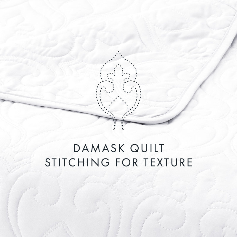 White Full Microfiber Quilted Coverlet Set with Shams