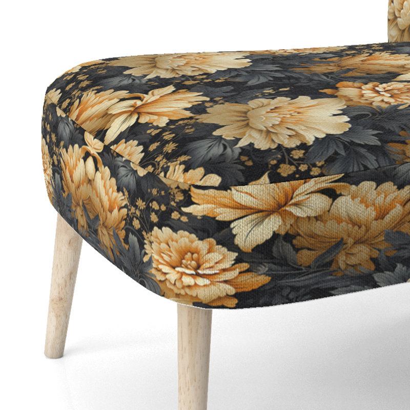 Chaise d'appoint rembourrée bohème et éclectique Yellow Hydrangea