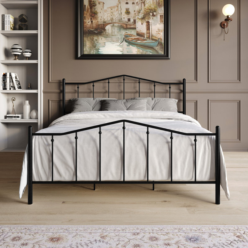 Atmore Queen Metal Platform Bed, Black, Queen