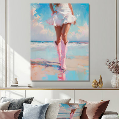 Cowgirl On Surfside Beach In Texas - Cowgirls Wall Art