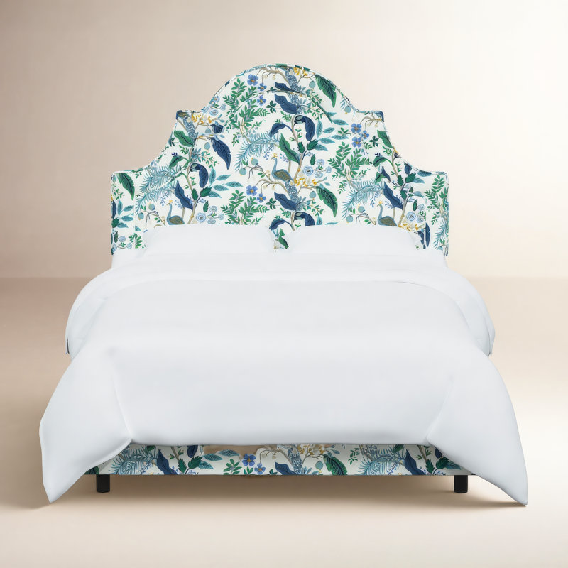 Rifle Paper Co. x Cloth & Company Marion Bed, Rpc Peacock Blue & White Linen, Queen