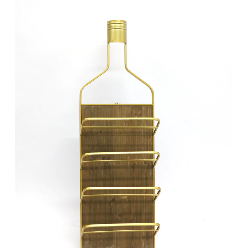 4 Bottle Floor Wine Bottle Rack in Gold