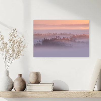 Misty Forest Sunrise Ethereal Mystical Peaceful Forest Landscape Wall Art Print