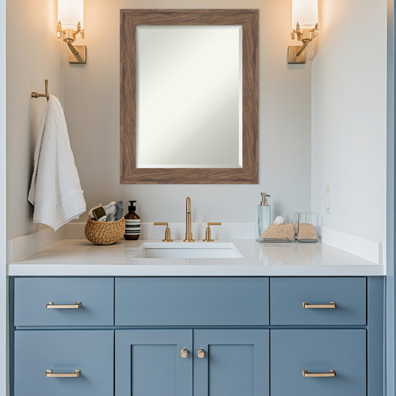 Miroir mural de salle de bain pâle à cadre biseauté pia, 28,75 po x 22,75 po