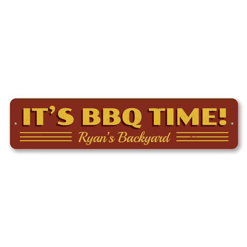 Signe en aluminium BBQ Time, H 6 po x l 24 po x P 0,06 po