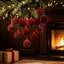 Décorations de Noël - Boules décoratives de Noël en velours rouge floqué de 6 cm - Ornements pour sapin de Noël - 2 boîtes de 24 pièces