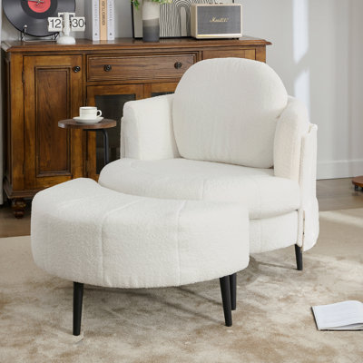 Canapé simple de 42,5 po, table d'appoint une pièce, avec repose-pieds en forme de représentant, repose-pieds mobile, bureau, appui-tête amovible, accoudoirs enveloppants