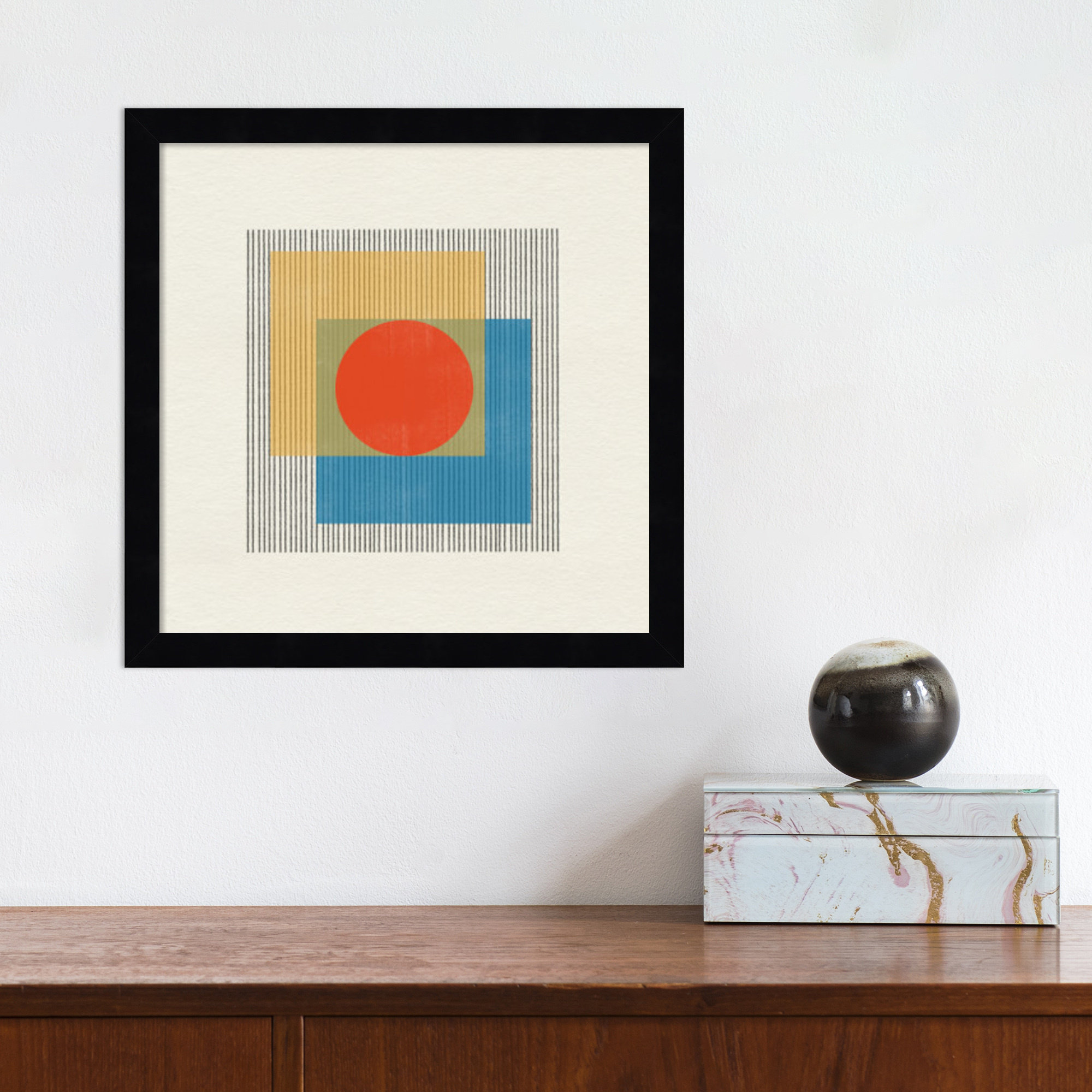 Midcentury Modern Object No 3 by Miuus, Black, 13" H x 13" W x 1" D