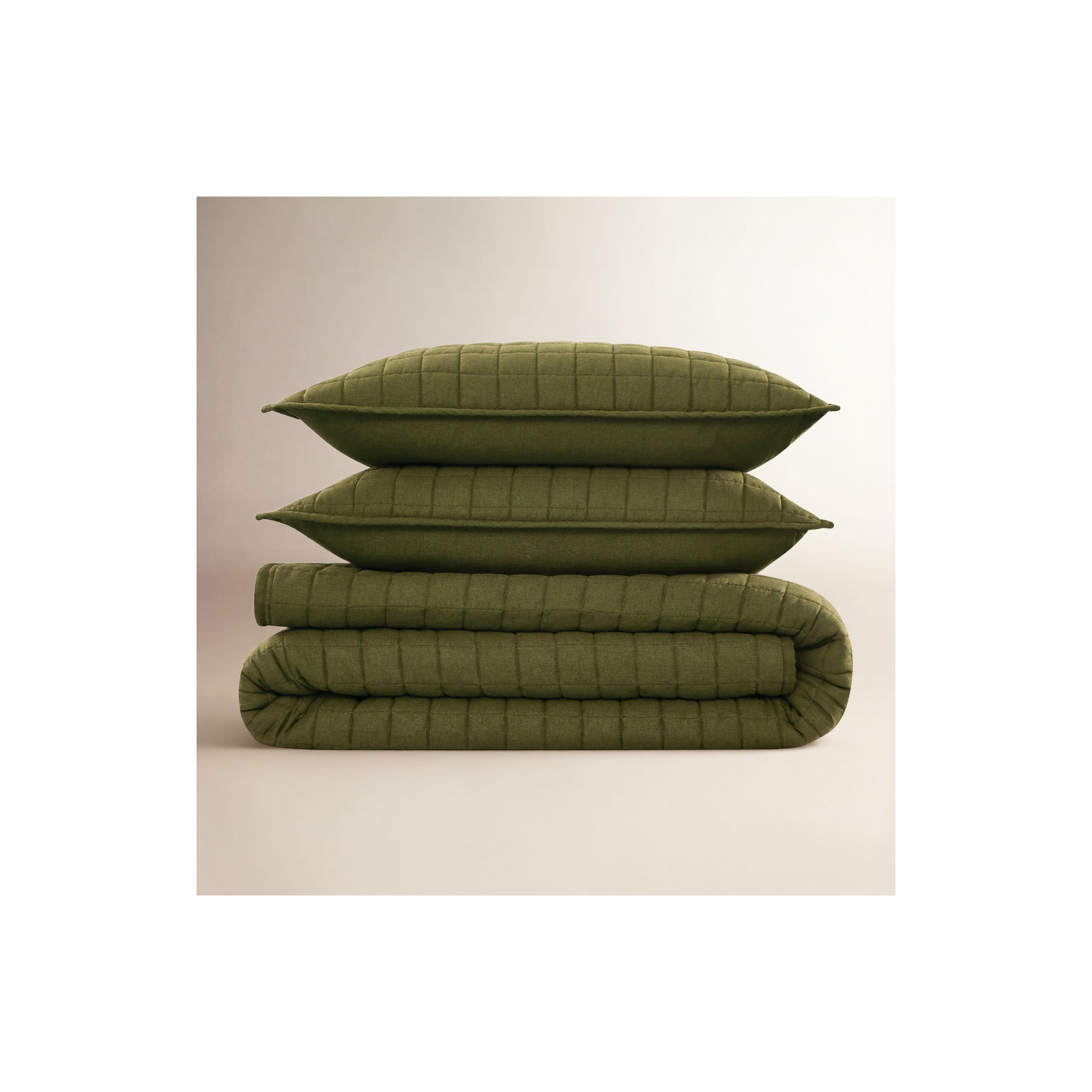 Nena Bedding, King + 2 King Shams, Moss Green