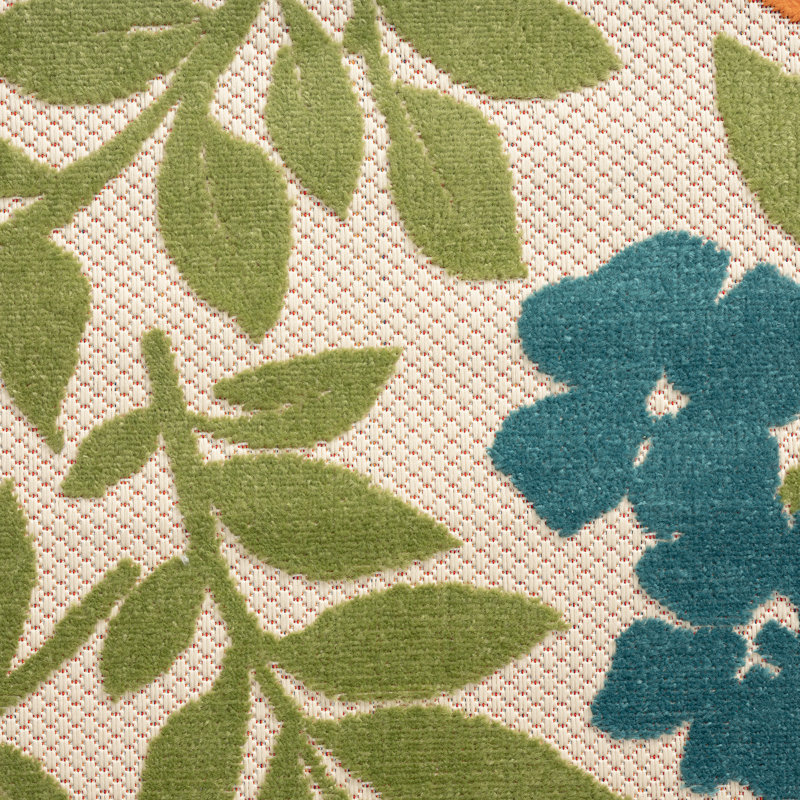Tapis d'extérieur résistants à l'eau à motif floral tissés à plat pour patio, terrasse, porche ou entrée