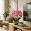 Orchids Artificial Flowers 18" Phalaenopsis Orchid With Silver Ceramic Pots Real Touch Faux Orchid Plant-514511576