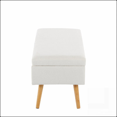 Banc en bois naturel et tissu crème