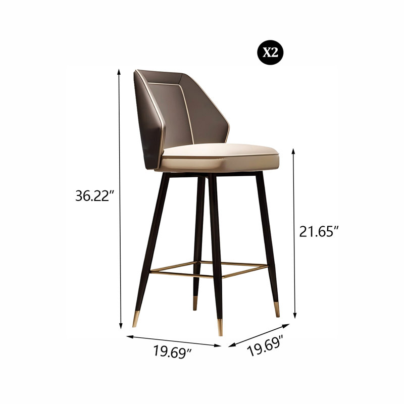 Tabouret de bar 36,22 po H-Gray, Gris, Petit tabouret (siège d'une hauteur de 21,65 po)
