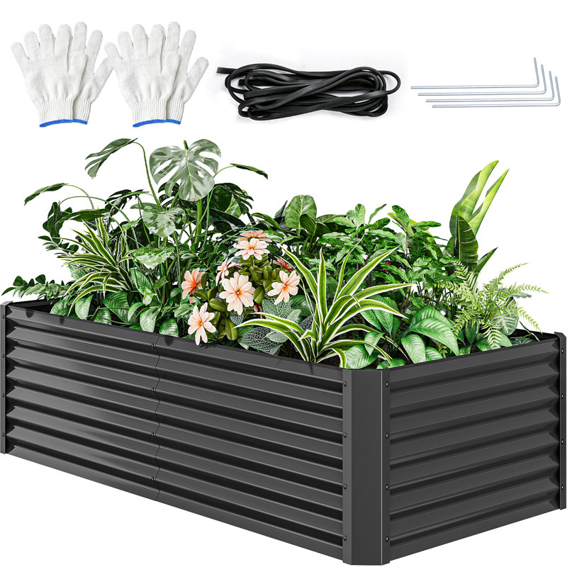 Millerville Raised Garden Bed-8x4x1.5 FT, Black, 18'' H x 96'' W x 48'' D