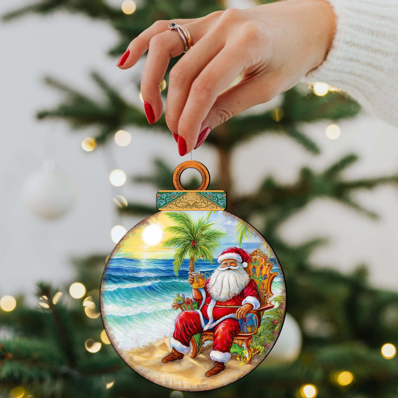 Décoration côtière de Noël - Coucher de soleil avec des ornements en bois du Père Noël par Debrekht