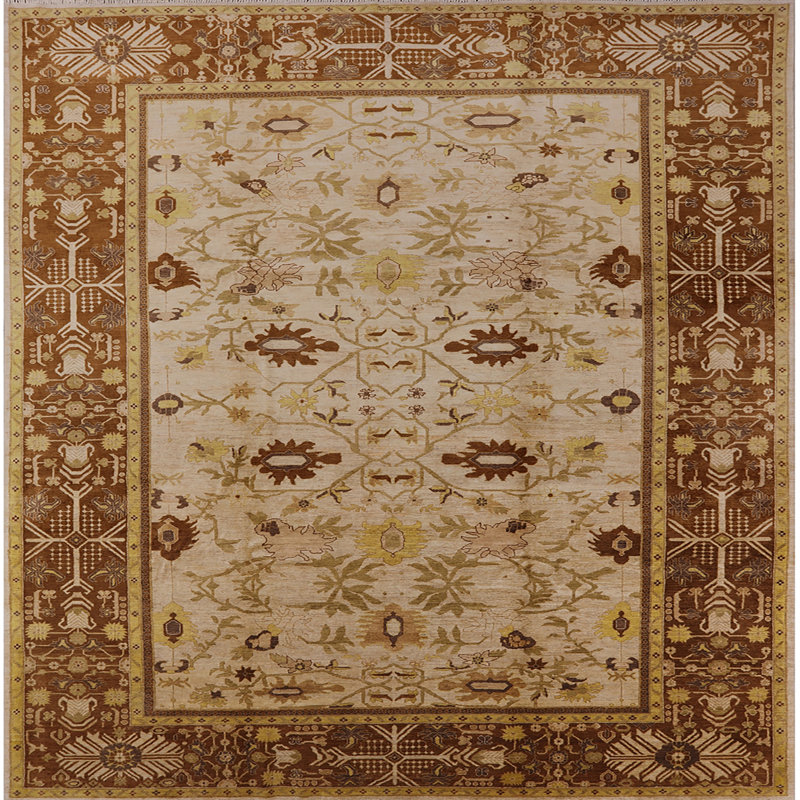 Tapis oriental beige / brun Turaco, Carré 6 pi