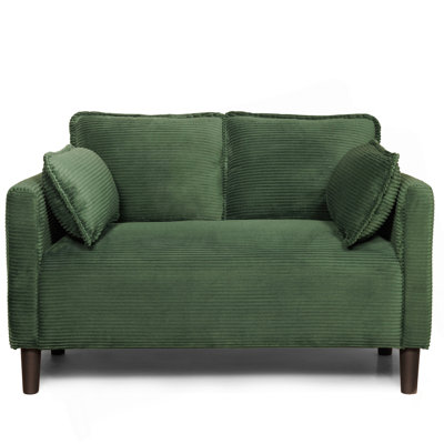 48" Soft Corduroy Loveseat Couch W/Soft Cushions,Side Storage Pocket,Sturdy Composite Board & Solid Wood Frame, High Rebound Sponge,Easy Assembly,Ideal for Living Room,Apartment,Dorm,Office.