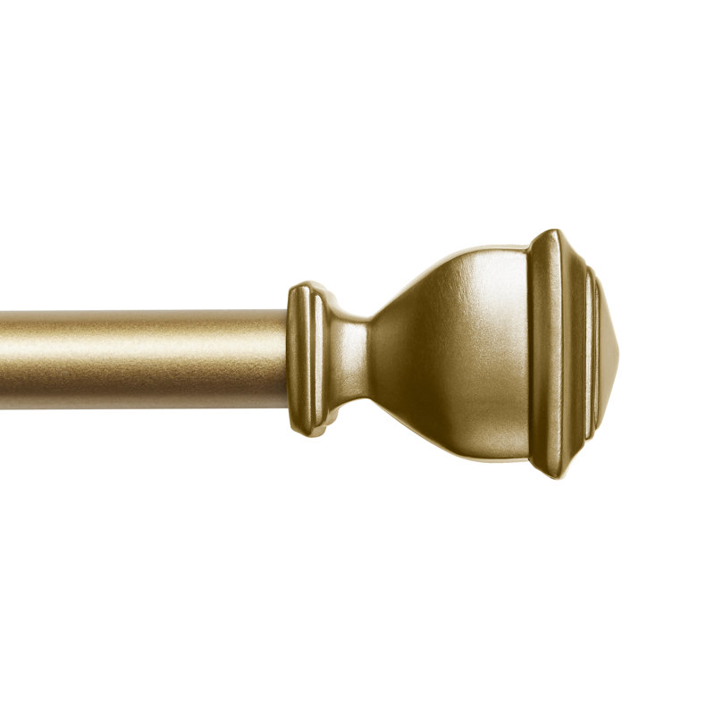 Tringle à rideaux simple réglable en métal avec fleurons Almina, 84” – 160", Doré