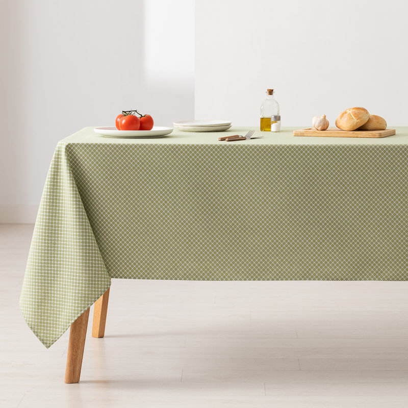 Anguilla Floral Cotton Tablecloth, 200cm W x 140cm L, Green