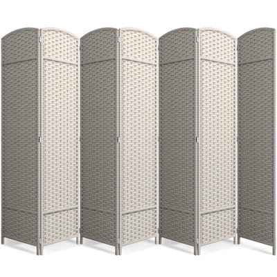 Sorbus 7-Panel Extra Wide Folding Room Divider, Mesh Hand-Woven Privacy Screen - Beige