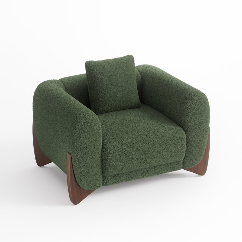 Keiven Boucle Upholstered Accent Chair, Green