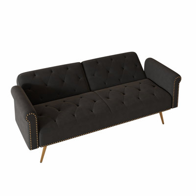 Tufted Loveseat, Upholstered Sofa With Throw Pillow by House of Hampton