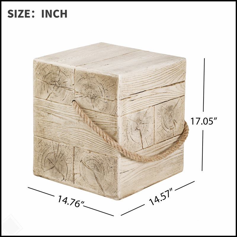 Rustic Retro MGO Side Table with Simulated Braided Cord for Indoor and Outdoor Decor, Durable and Stylish