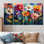 Beese - Wildflowers Wall Art - Art mural traditionnel pour le salon, 4 pièces