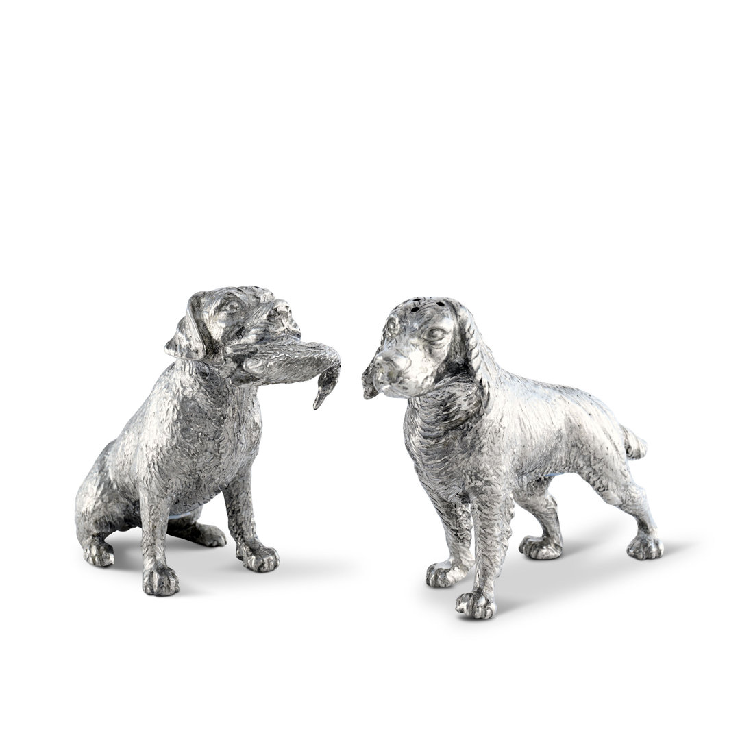 Vagabond House Morning Hunt Pewter Hunting Dogs Salt and Pepper Shaker Set Vagabond House