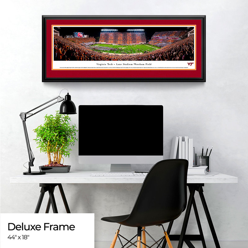 NCAA Virginia Tech Football Panoramic Print, Black Floater Framed, 18" H x 44" W x 0.88" D