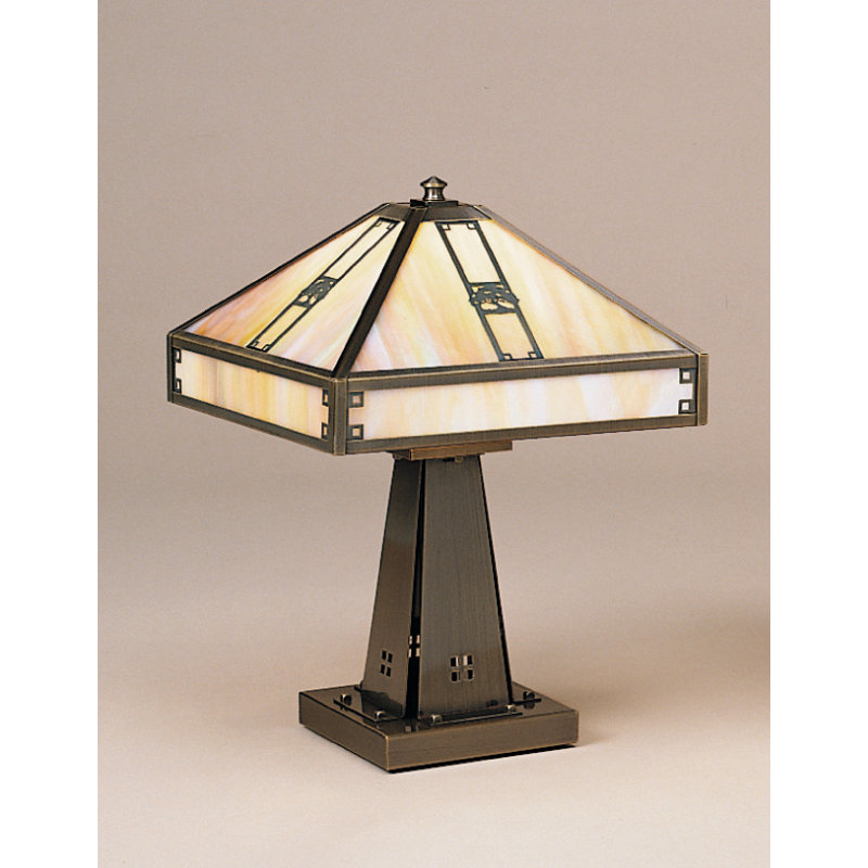 Pasadena Metal Table Lamp, Almond Mica, Antique Copper, 21.25" H x 16" W / Oak Tree