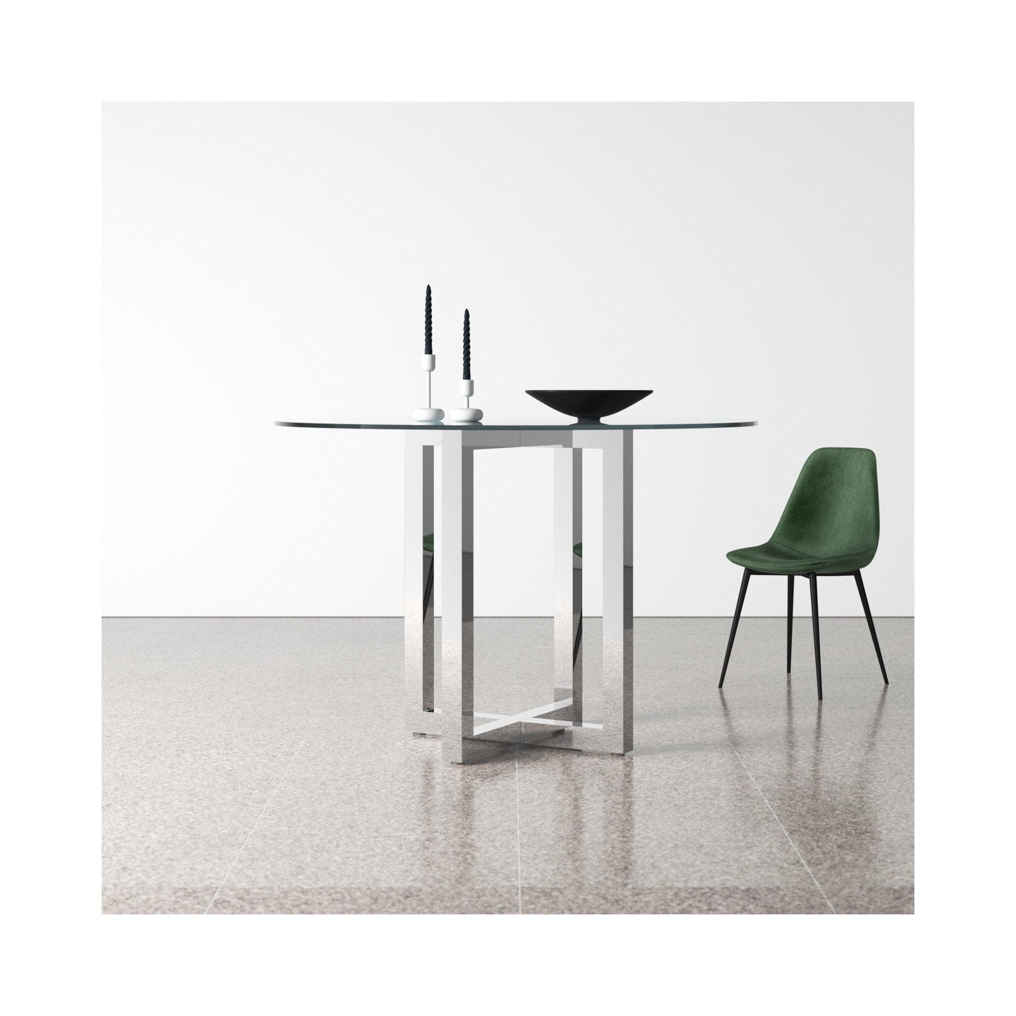 Dern Glass Round Dining Table, 54" W x 54" L, Counter (36" Height)