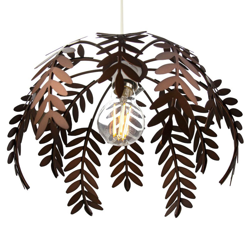 Traditional Fern Leaf Design Ceiling Pendant Light Shade in Shiny Finish, Brown